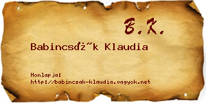 Babincsák Klaudia névjegykártya